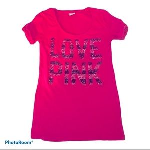 Pink VS scoop neck hot pink tee Sz S